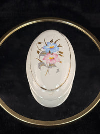 Thumbnail for Pâte MPA de Limoges France Oval Trinket Box Jewelry Casket Floral Gold Trim see6