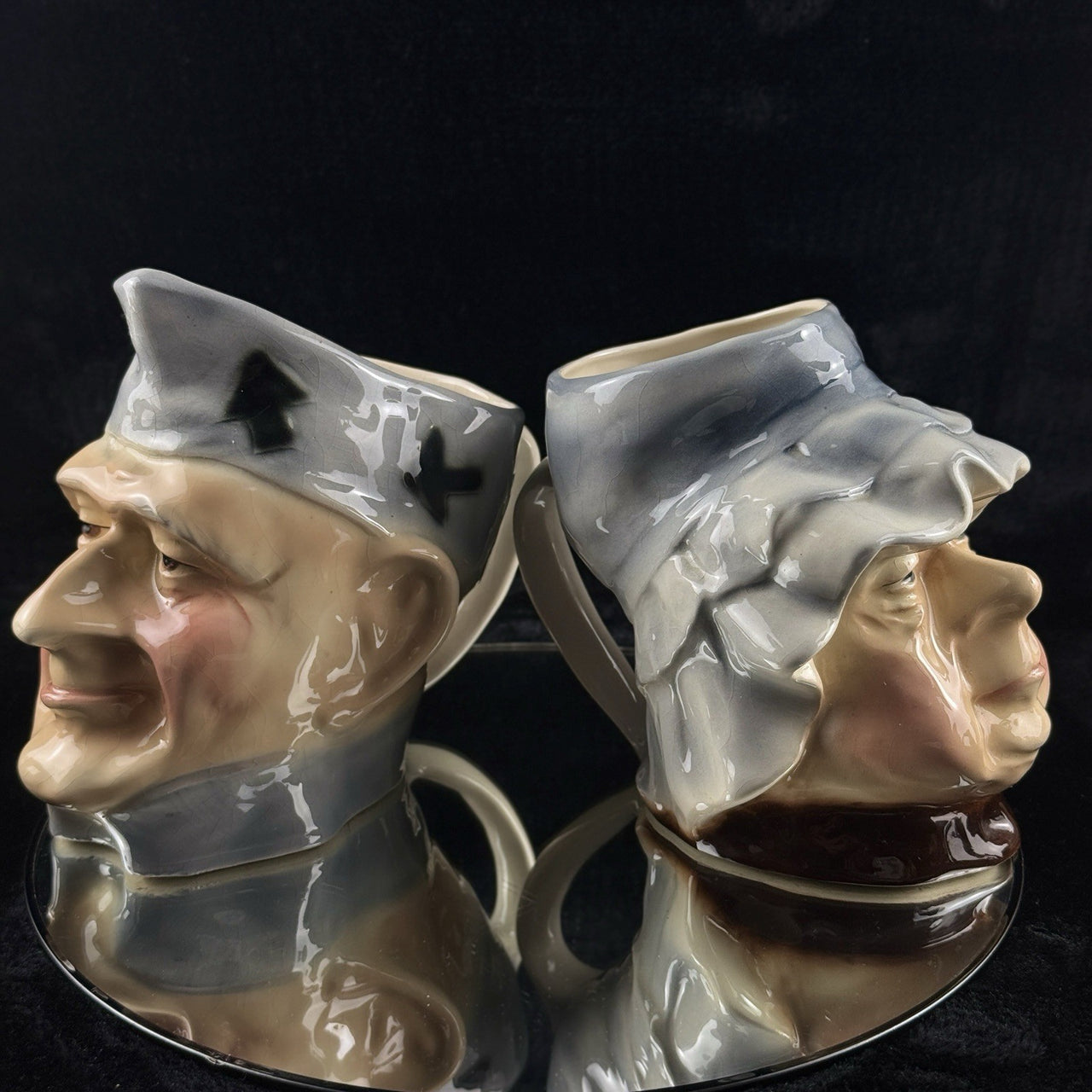 A Pair of Kingston Pottery Hull Dickens Character Jugs “Convid” & “Mrs Bumble”0