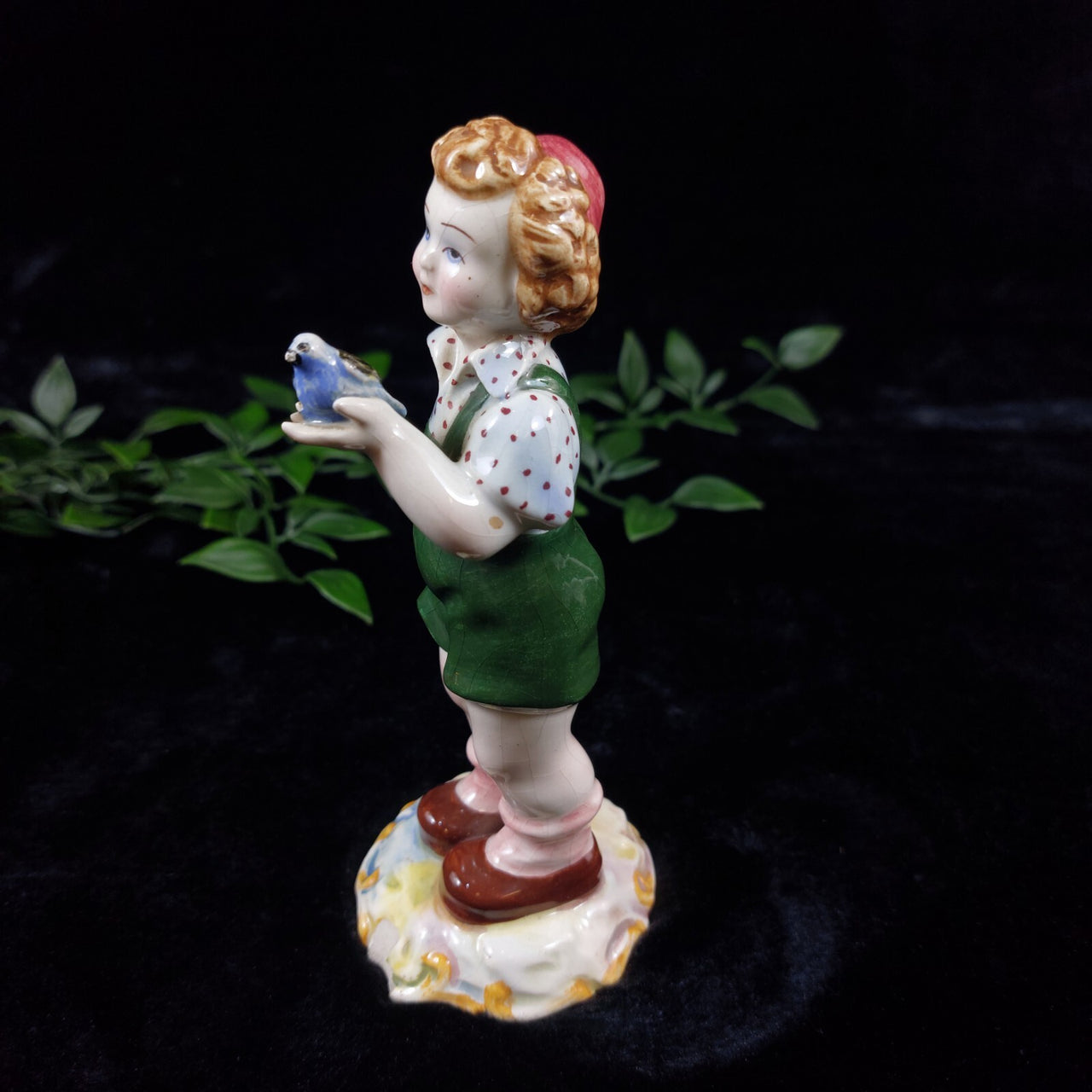 Vintage Italian Porcelain Figurine Mid Century Bird Boy Damaged Beak Ornament5