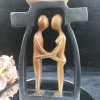 Thumbnail for Very Rare Hand Carved Wooden Couple Sculpture – Good Condition, Abstrac 15