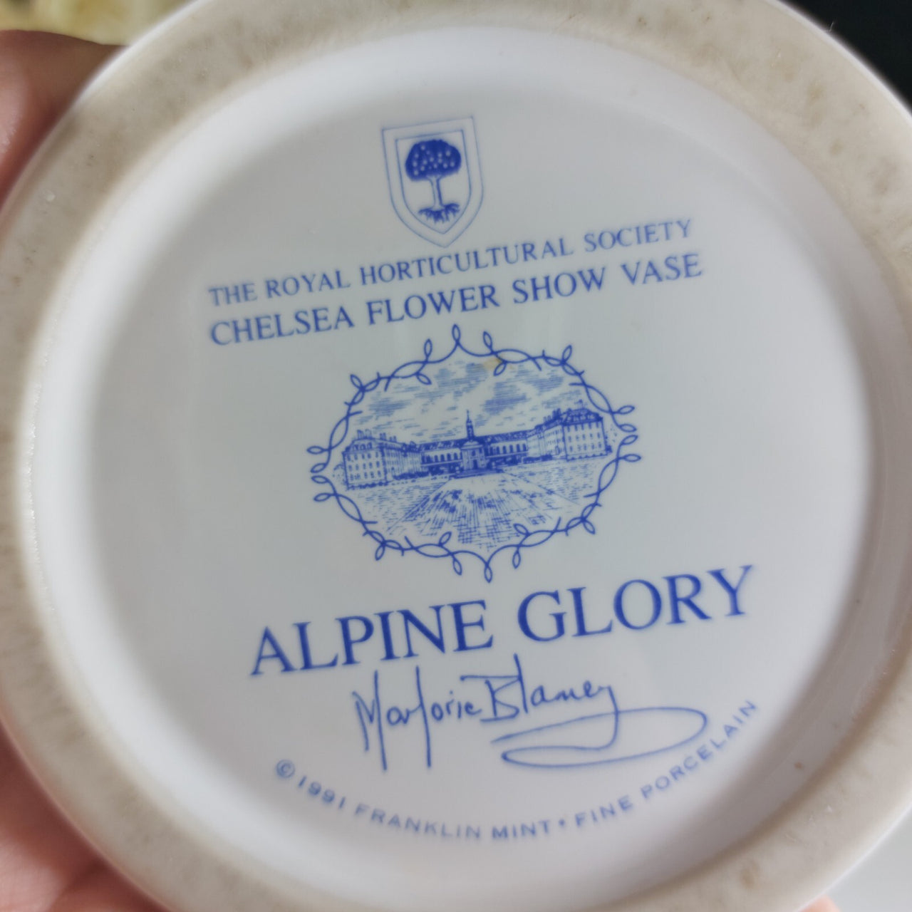 Franklin Mint Glory Alpine Chelsea Flower 1991 Large porc Vase Marjorie Blamey.8