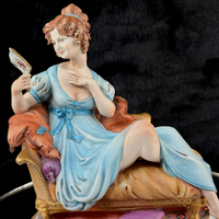 Thumbnail for Tyche Bauer Figurine Lady on Couch Painted Hand Porcelain 8