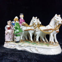 Thumbnail for Porcelain horse- marriage proposal scene 70s Drawn Carriage Vintage Music Box.1