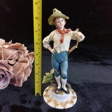 Capodimonte Tyche Toscany Boy Figurine Bird Damage 8.5 in Hand Painted Porce1