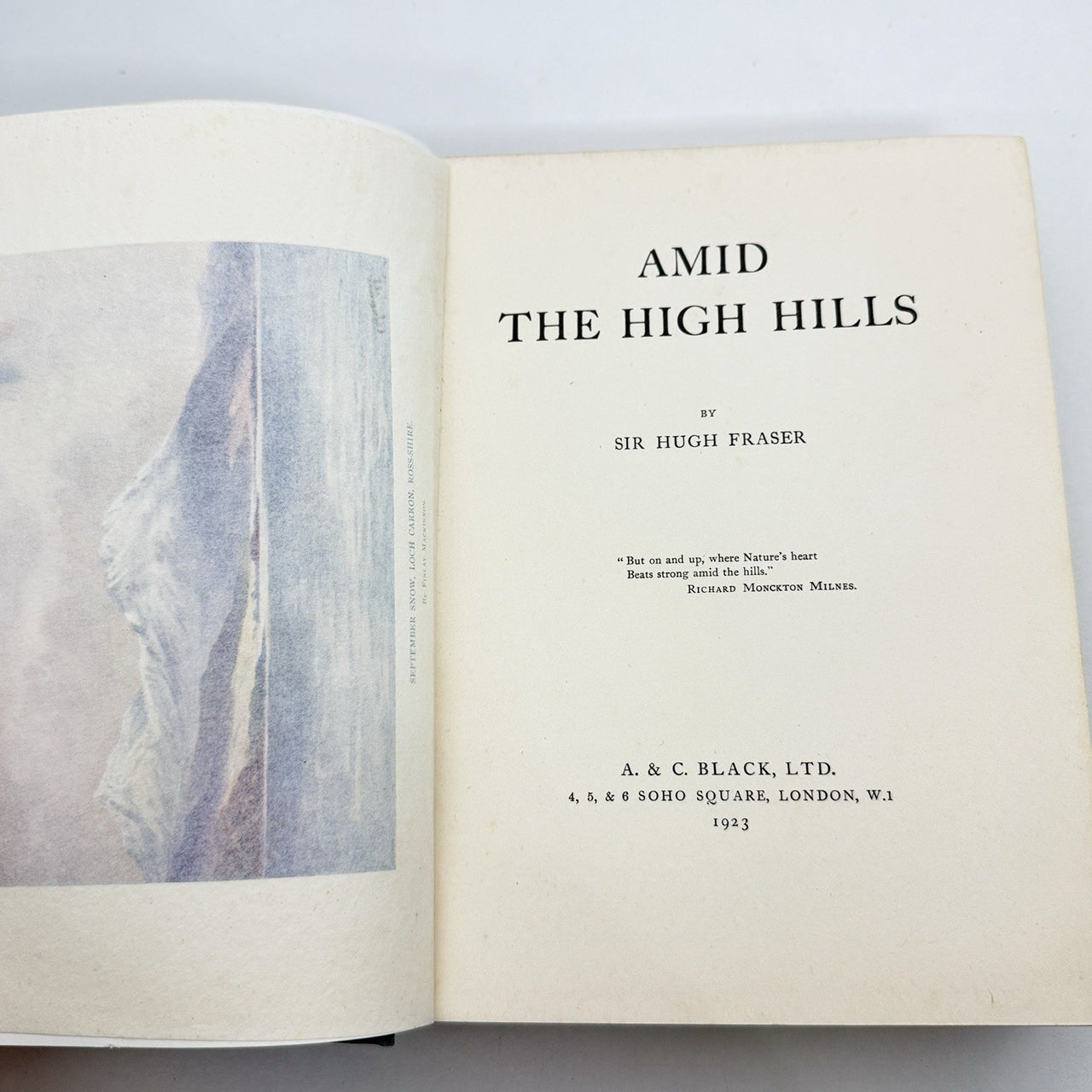 Antique Book Black 1923 Amid the High Hills by Hugh Fraser Illustrat 1st Edition9