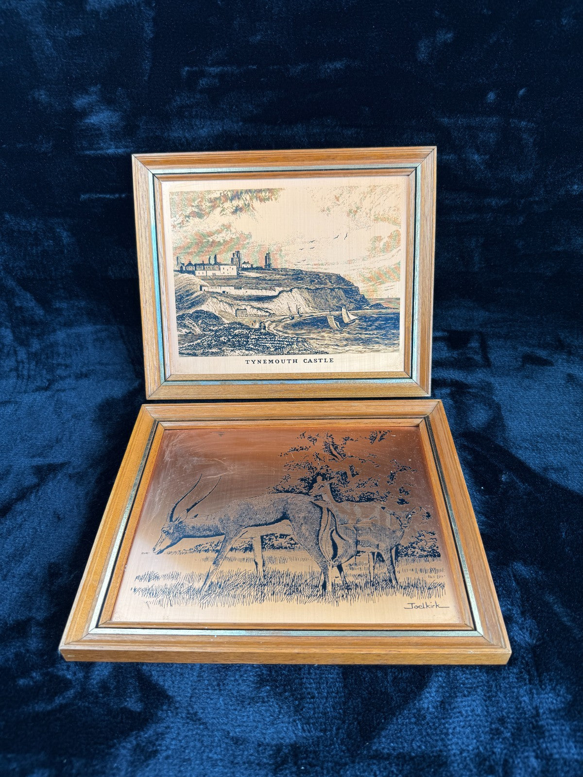 VINTAGE Copper Etchings framed Animals Wild and Tynemouth Castle - A Perfect Set3