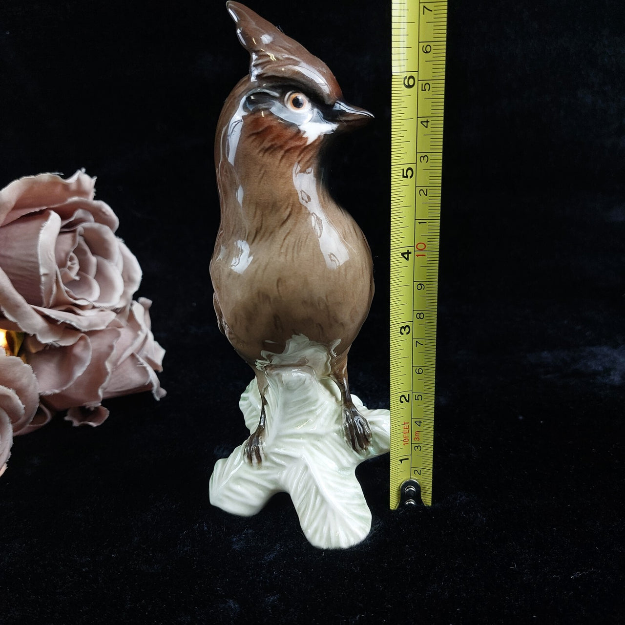 1967 Goebel bird Porcelain figurine Cedar Waxwing - 7" CV90 rare Germany Brown4