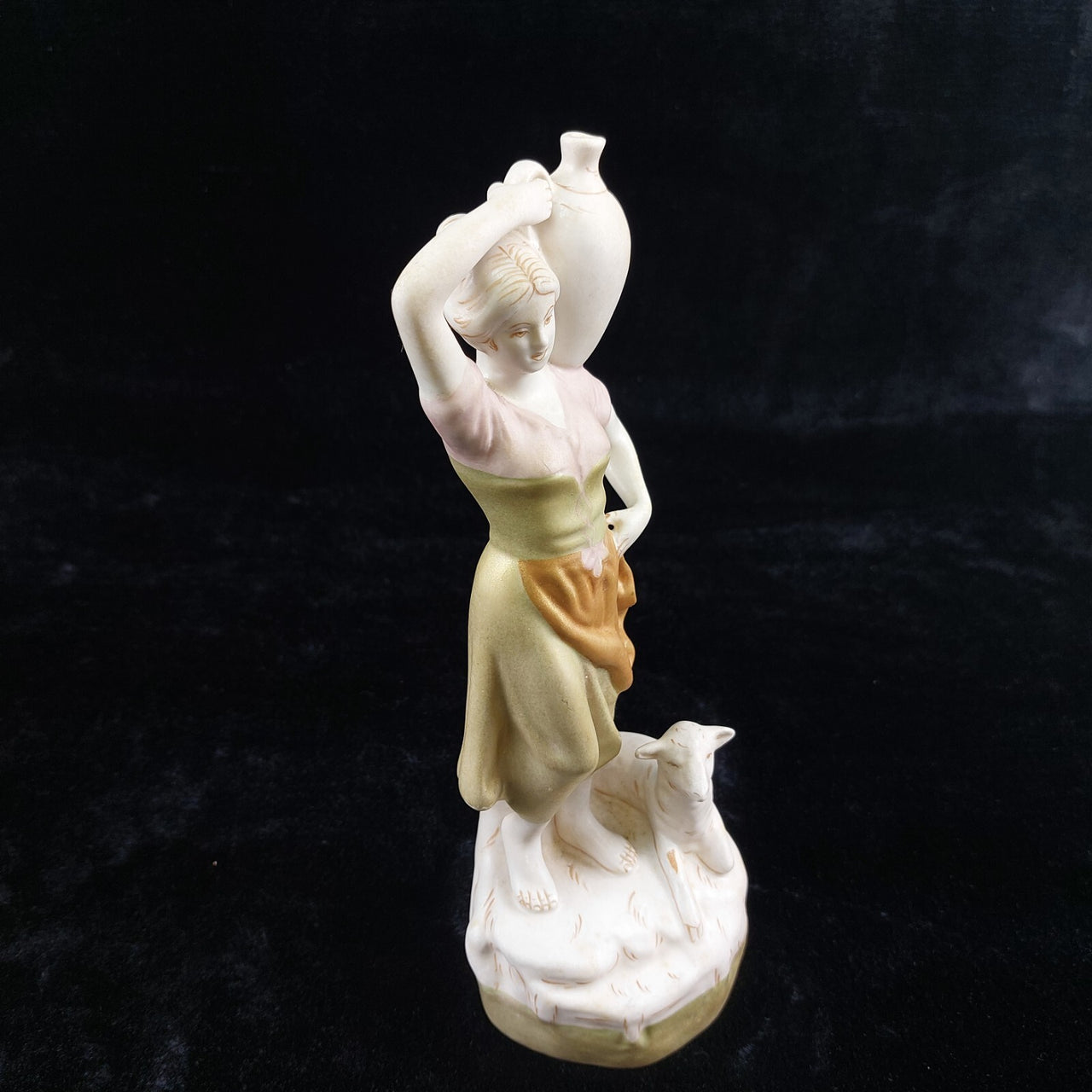 Royal Dux Silky   Figurine  Porcelain -Woman with Water Jug and Dog 1960–1978 .9