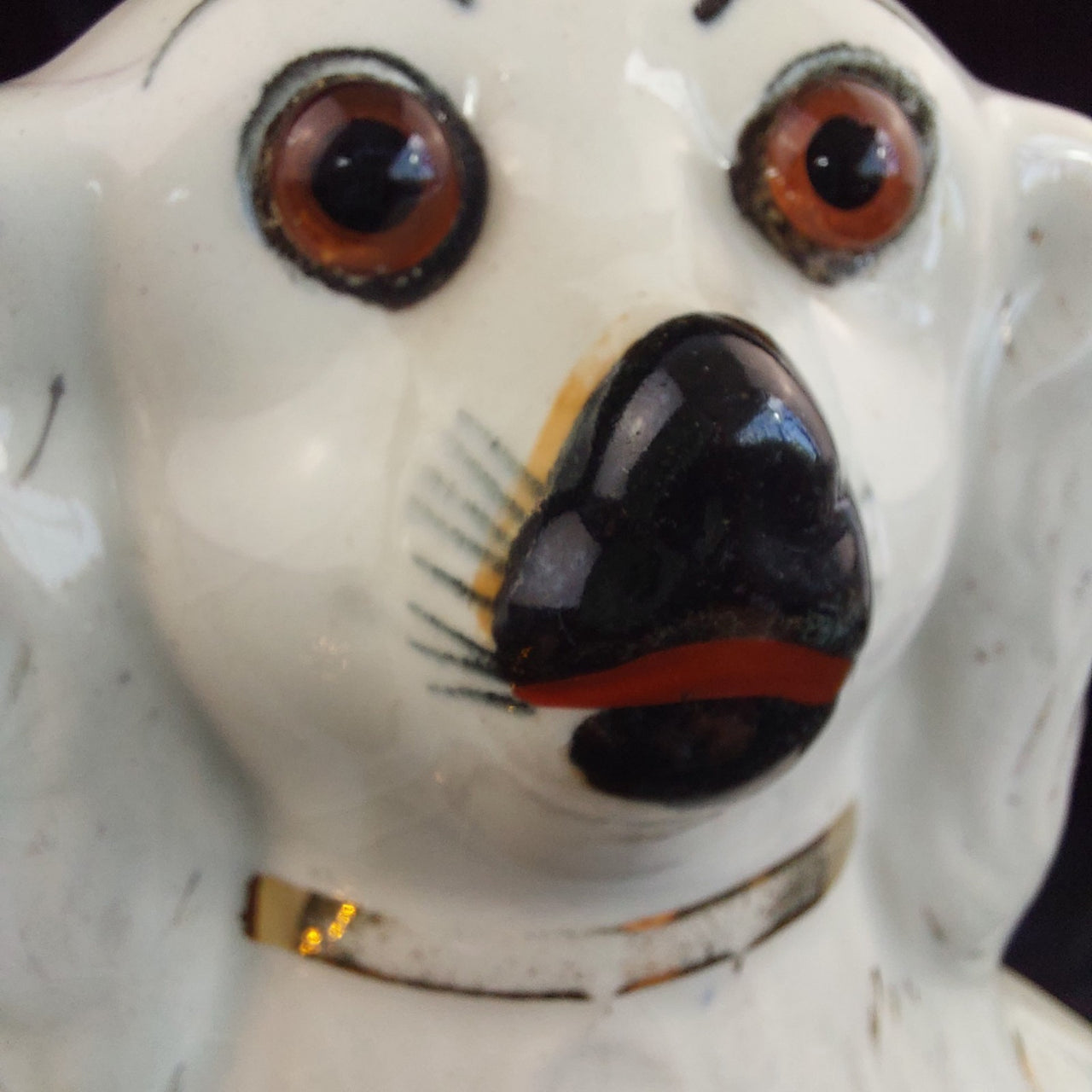 Staffordshire 19th Century antique porcelain Dog figurine 10.5" Spaniel10