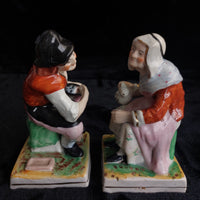 Thumbnail for Antique Staffordshire decor Figurines Seated Couple classic Pair 906g  see pics2