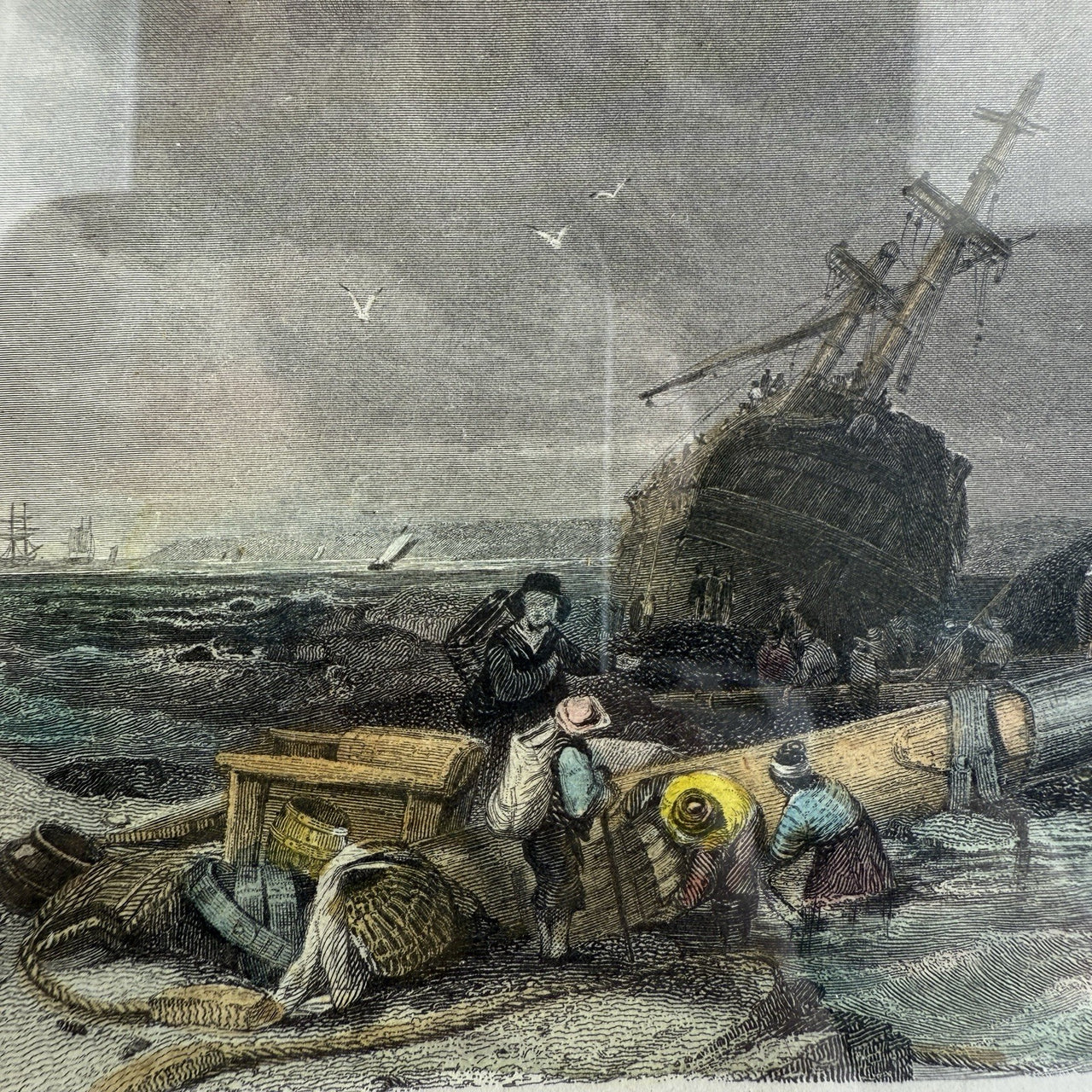 Antique Hand-Colored Lithographs Dunstanborough Castle & Tynemouth Pair Prints19