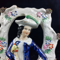 Thumbnail for Rare Victorian Staffordshire Gentleman with Rooster antique Figurine (1840-1860)3