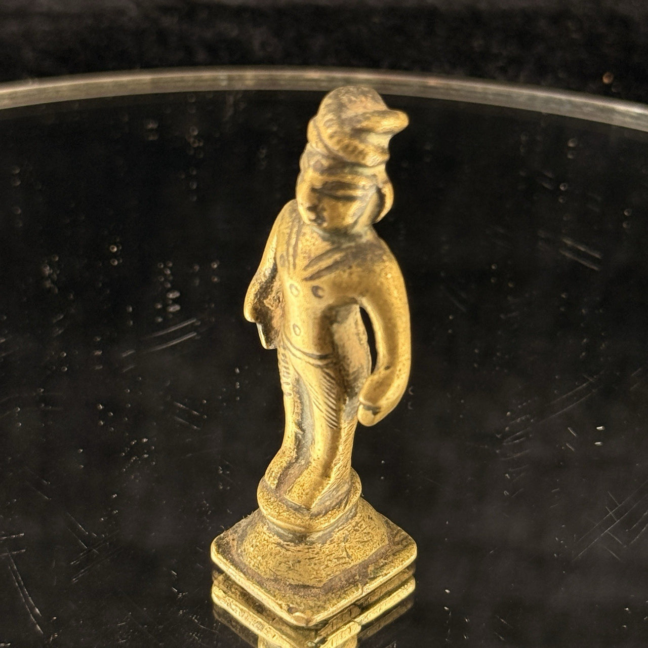 Antique 1800s Brass Tribal Figurine India Folk Art Deity Statue Handmade de 2.5”5