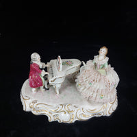 Thumbnail for Dresden UNTERWEISSBACH Girl Singing and Musician Porcelain Lace Figurine Group.6