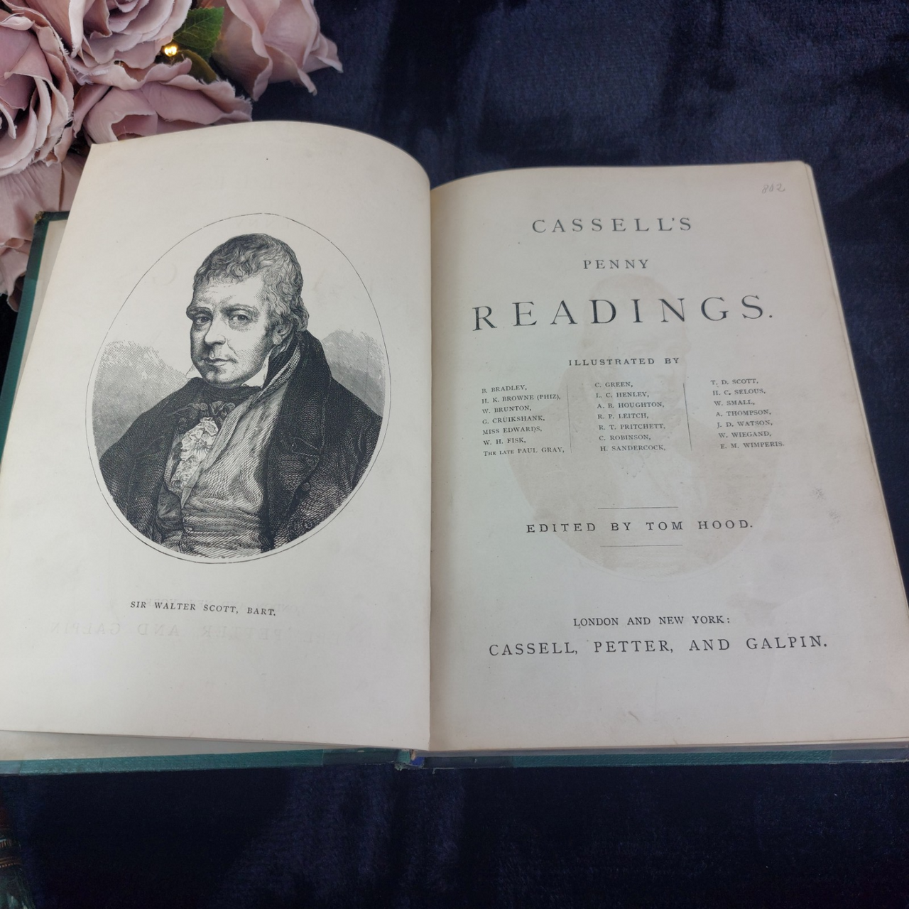 Cassell Penny Readings Vol I II Tom Hood Leather Illustrated Books Antique Set11
