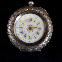 Thumbnail for 1800's antique Continental Silver Ladyâs Fob Watch Enamel Dial Ornate needs re0