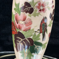 Thumbnail for Antique Milk Porcelain Vase HandPainted Floral Bird Design Ruffle Rim 9.5” Tall3