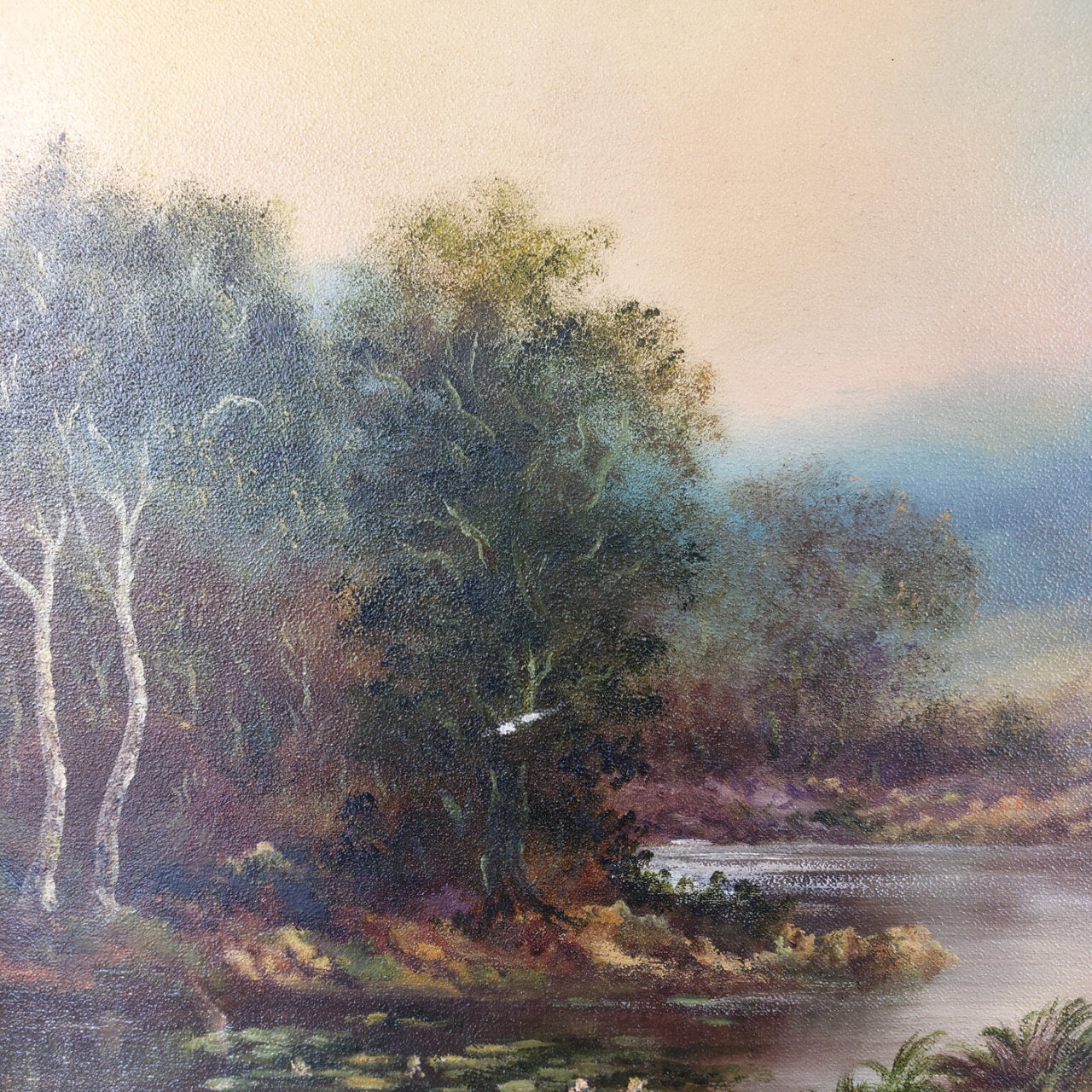 Original Oil on Canvas River Painting – Signed by E. Walker, Landscape See Pics6