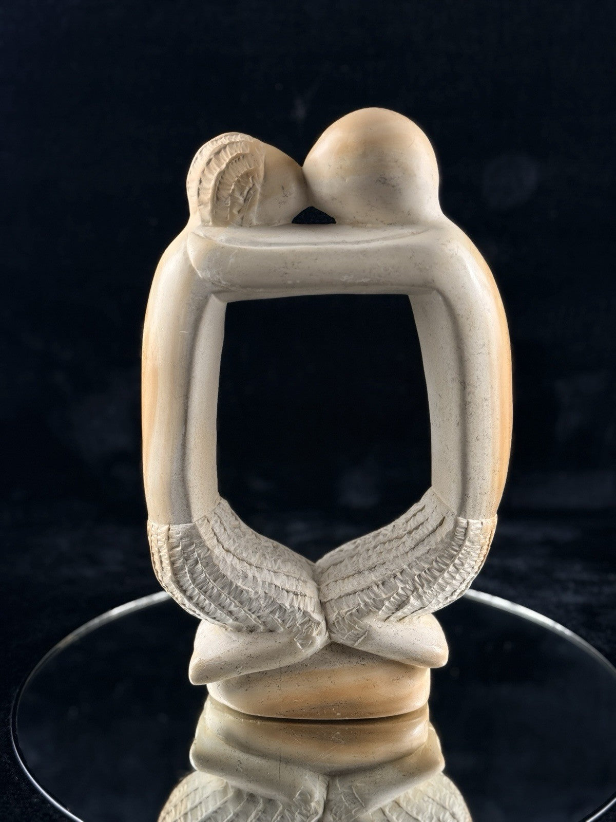 Hand Carved Lovers Sculpture Vintage Stone Statue 11in Figurine Art Bookshelf 0