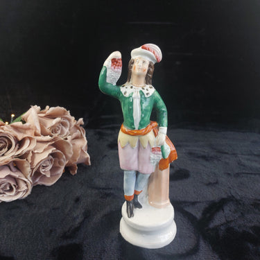 Staffordshire Figurine Man Holding Grapes Antique Porcelain  10