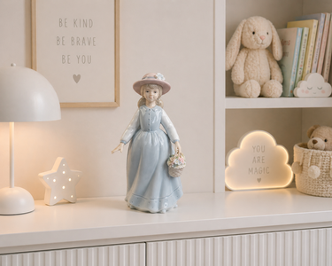 The Leonardo Collection Girl with Basket Blue Dress Figurine 7