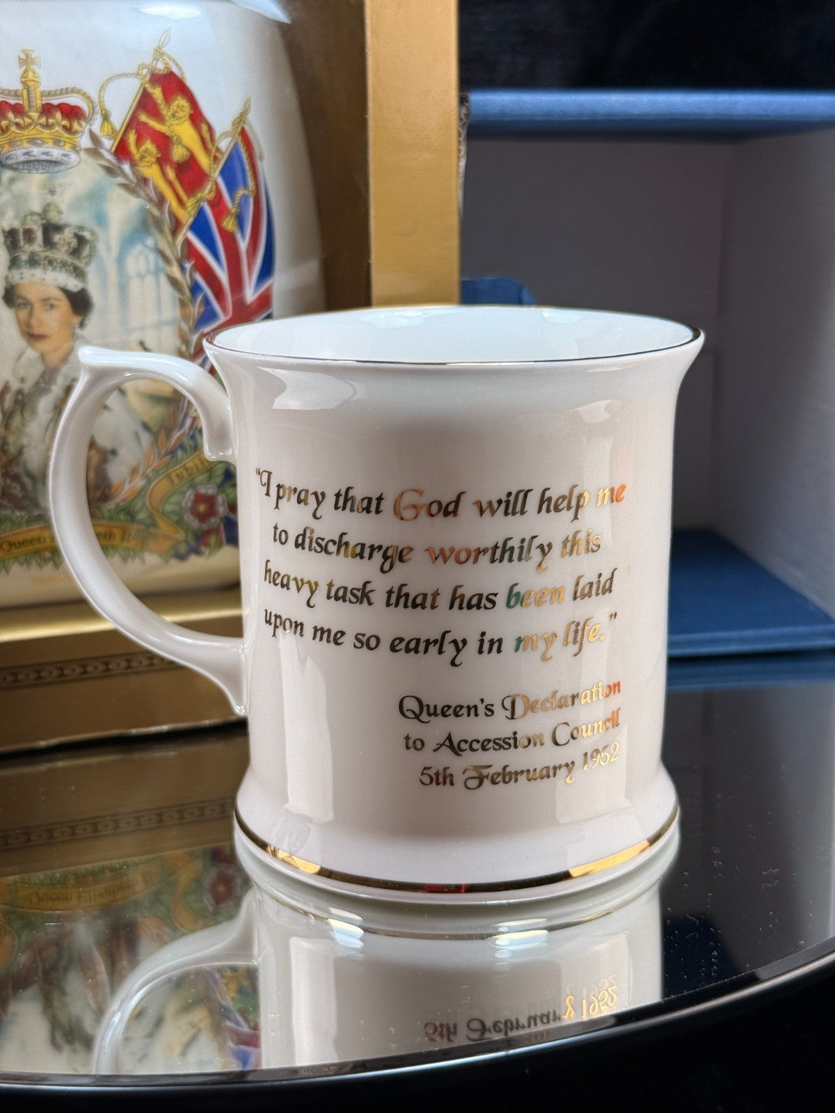 Ringtons Jubilee Golden Queen Elizabeth II Mug &Tea Caddy Set 1952–2002 SEE BOX12
