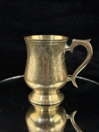 Thumbnail for Evans Brass Commemorative Mug 1950–1975 – 5” Engraved Floral Cup Trophy J&E1