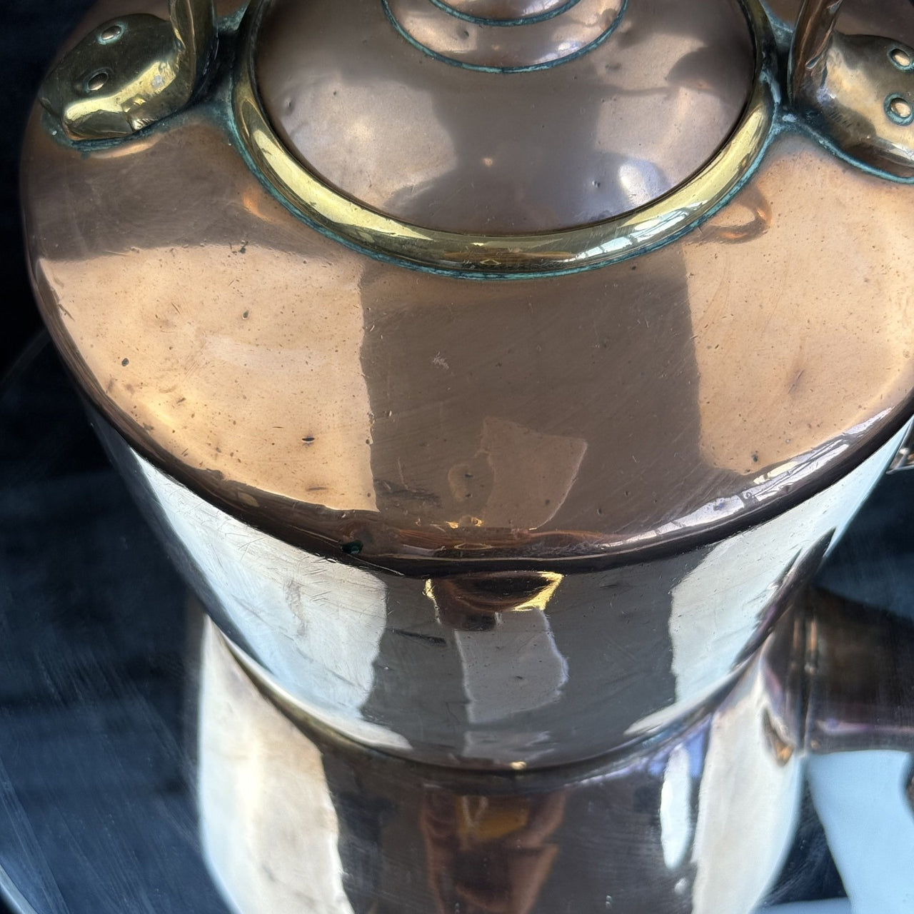 Antique Large Copper Kettle with Brass and Copper Handle - English Country House16