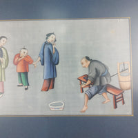 Thumbnail for 1800's Chinese Antique School Painting â Artisan Cutting Timber with Onlooker7