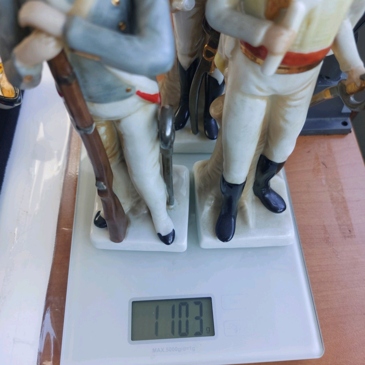 3Napco Military Porcelain Figurines Set Made in Sri Lanka Tall one hand broken13