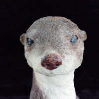 Thumbnail for Large Standing Otter Wildlife Figurine 12in Handcrafted Base Wood Heavy 1615g9