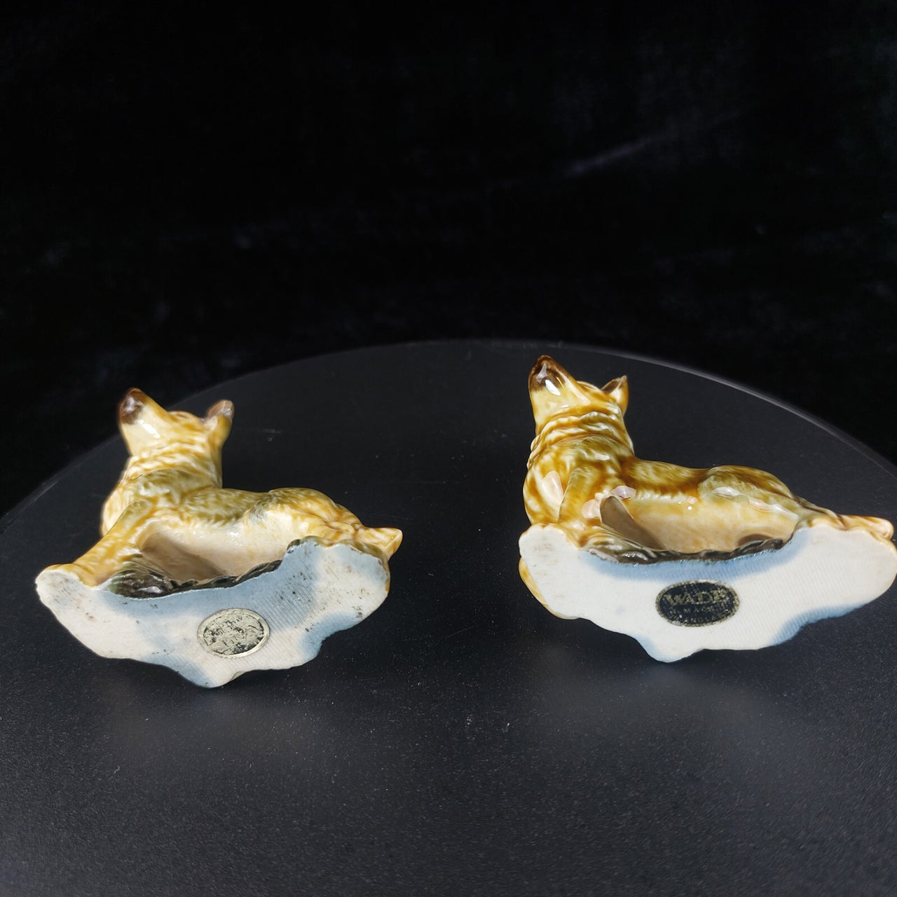 Wade German Shepherd Porcelain Pair Dog Figurines England Vintage Set ears chip11