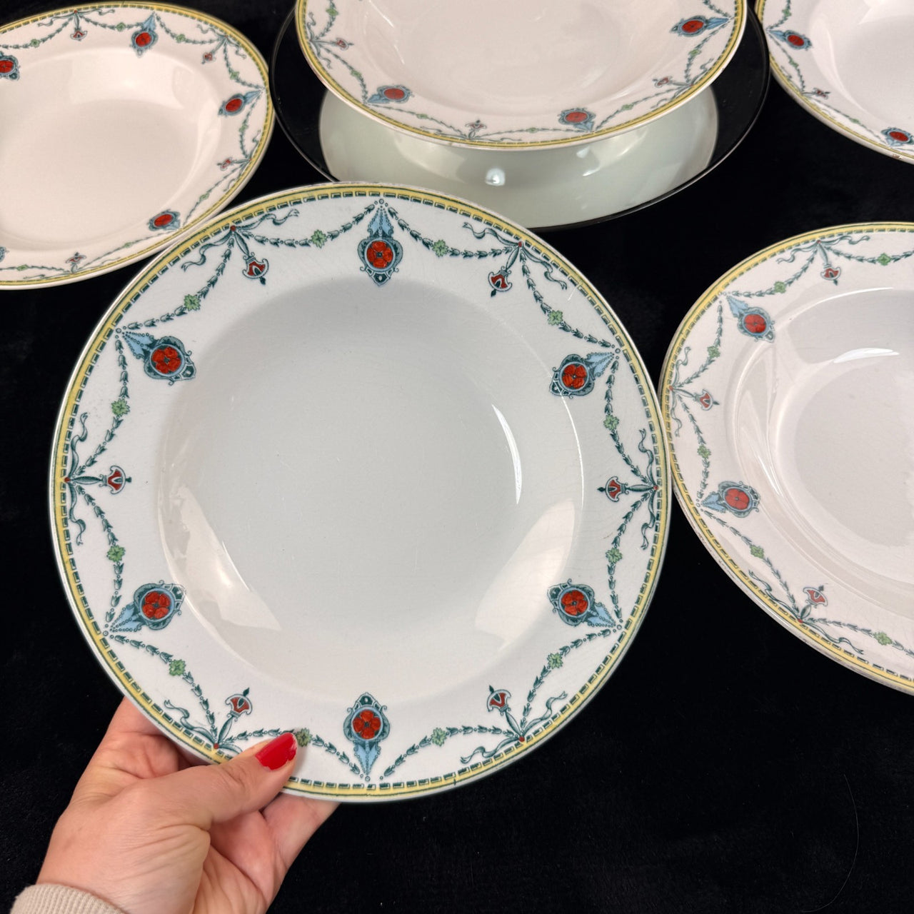 Set of 6 Vintage/Antique Devon Ware (S. F. & Co.) CECIL Shallow Bowls Ornament2