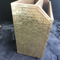 Thumbnail for Gold Brass Magazine Rack Tavern Scene Handle Wood Back  Vintage  10