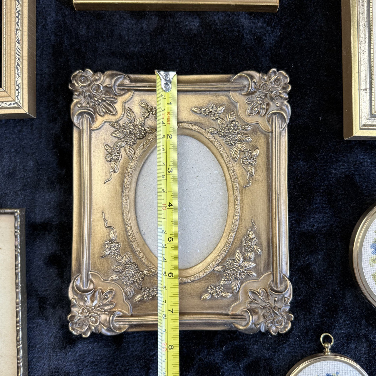 Set of 7 Vintage Brass Ornate Gold Tone Picture Frames (moseley ware metal 19807