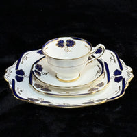 Thumbnail for Rare Royal Albert Crown 1930s Cobalt Blue 2 Trios & Cake Plate Set England. 18