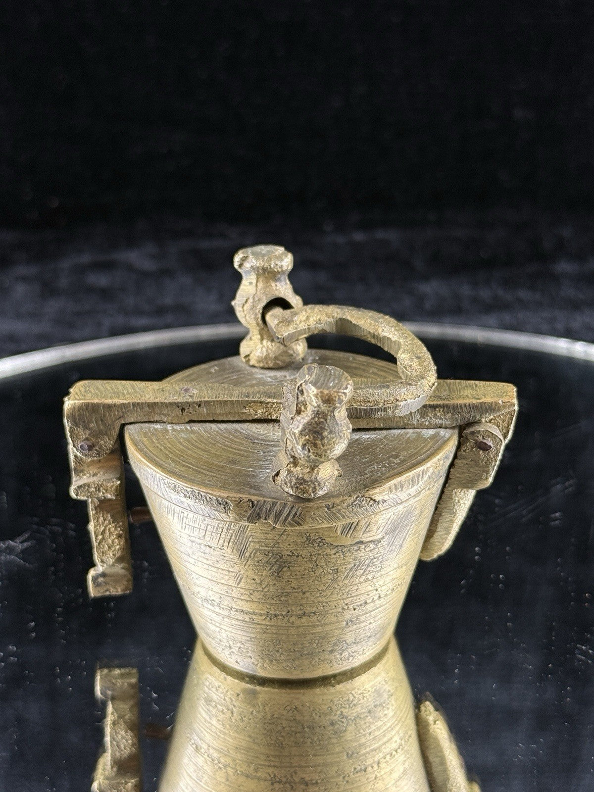 Antique Indian Brass Travel Nesting Cups with Lidded Case â 5 Pc Set 646g Scal8