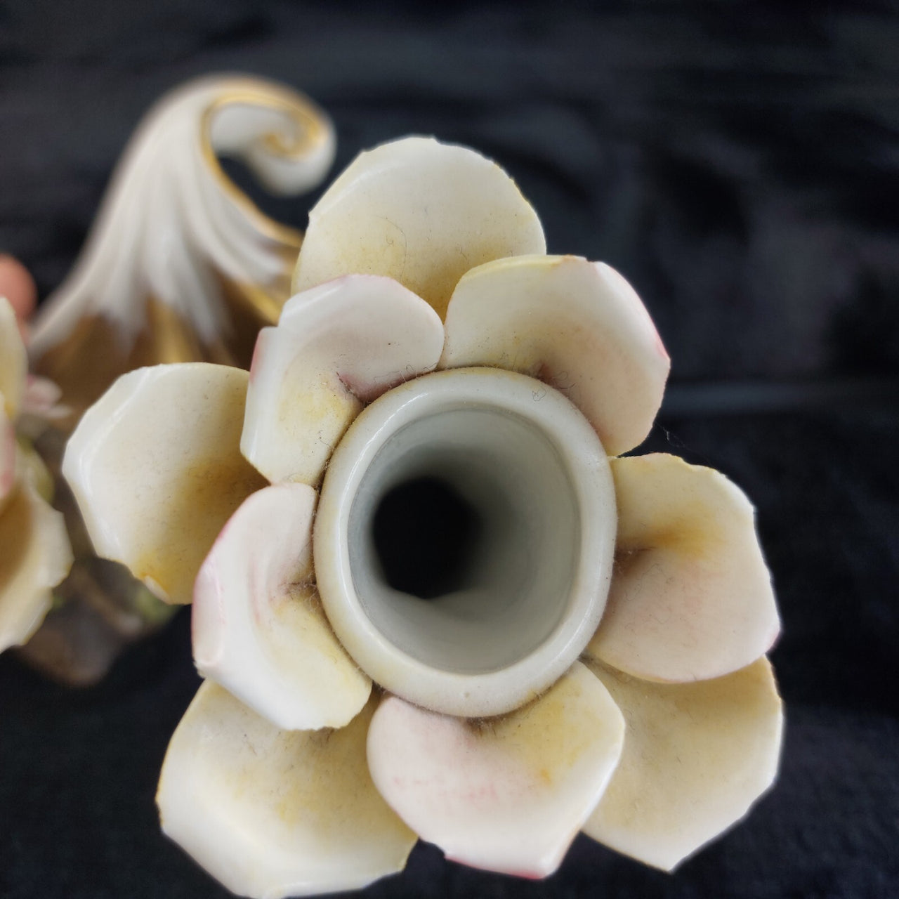 Beautiful Capodimonte gift decor Double Candle Holder 4.5in Porcelain see pics7