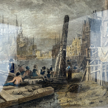 Antique c.1830 Hand-Coloured Engraving Print Bristol Harbour by Lambert & Collar1