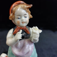 Thumbnail for AK Kaiser Figurine Germany Porcelain Girl with Goose 16cm Hand Painted Small dec7