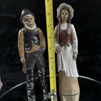 Thumbnail for Vintage  Signed by JR Art Pottery fisherman and wife clay figurine set of 2 Rare3