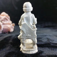 Thumbnail for Antique Figurine Bisque 4in Seated Man with Dog White Porcelain Worn & Damaged16