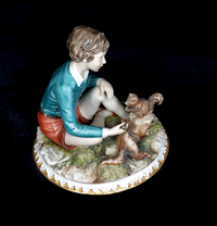 Thumbnail for 1972 Sandro Capodimonte Maggioni Figurine Porcelain Boy Feeding Squirrel –chip0