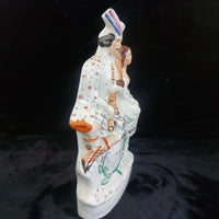 Thumbnail for Staffordshire Century 19th Figurine Bagpiper Couple Clock Large Scottish 14