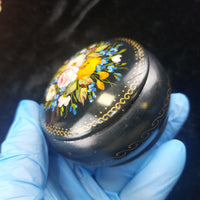 Thumbnail for vtg HandPainted Russian Lacquer Box – Black & Red Interior Floral Design decor12