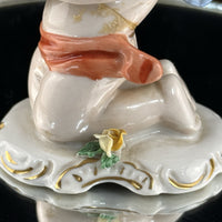 Thumbnail for Antique German Dresden Cherub Figurine Candle Holder Winged Putto 3.5” Repaired8