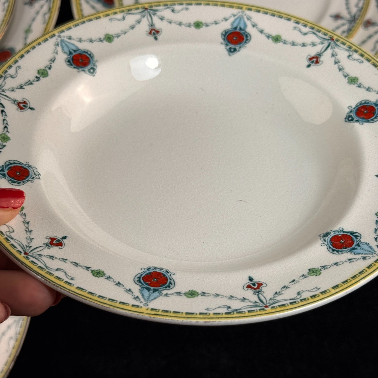Large Lot of 6 Antique/Vintage Devon Ware (S. F. & Co.) CECIL 1204 Dish & Plates18