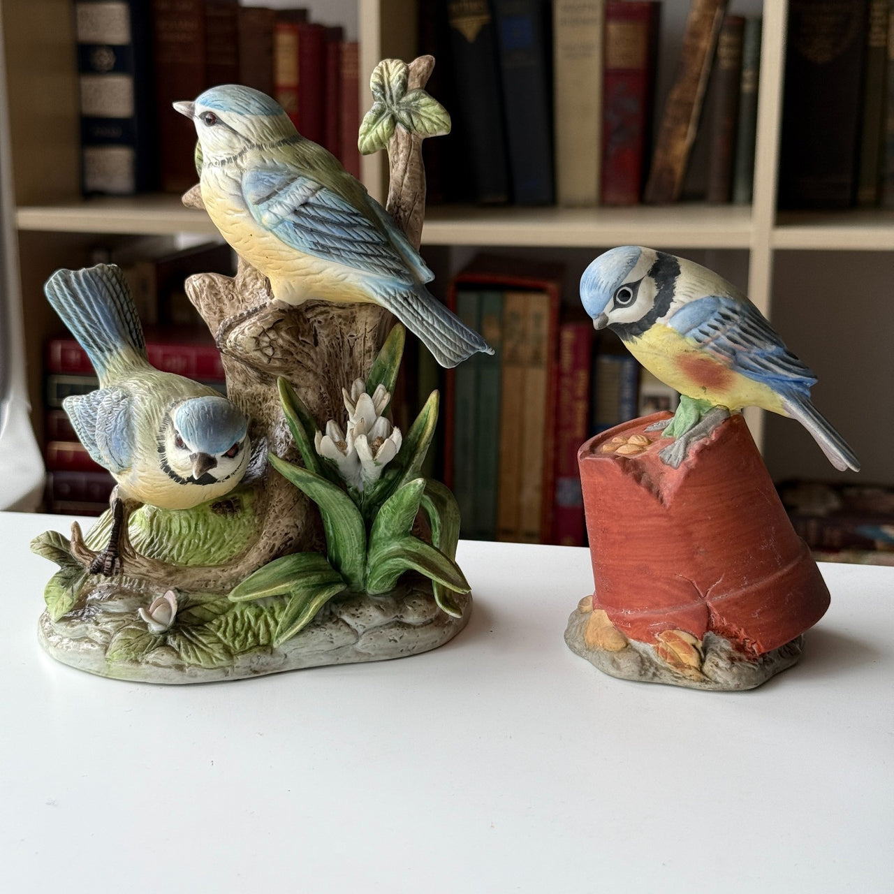 Alfretto Porcelain Tit Blue Bird Figurines Set of 2 Collectors Series 7" Medium.21