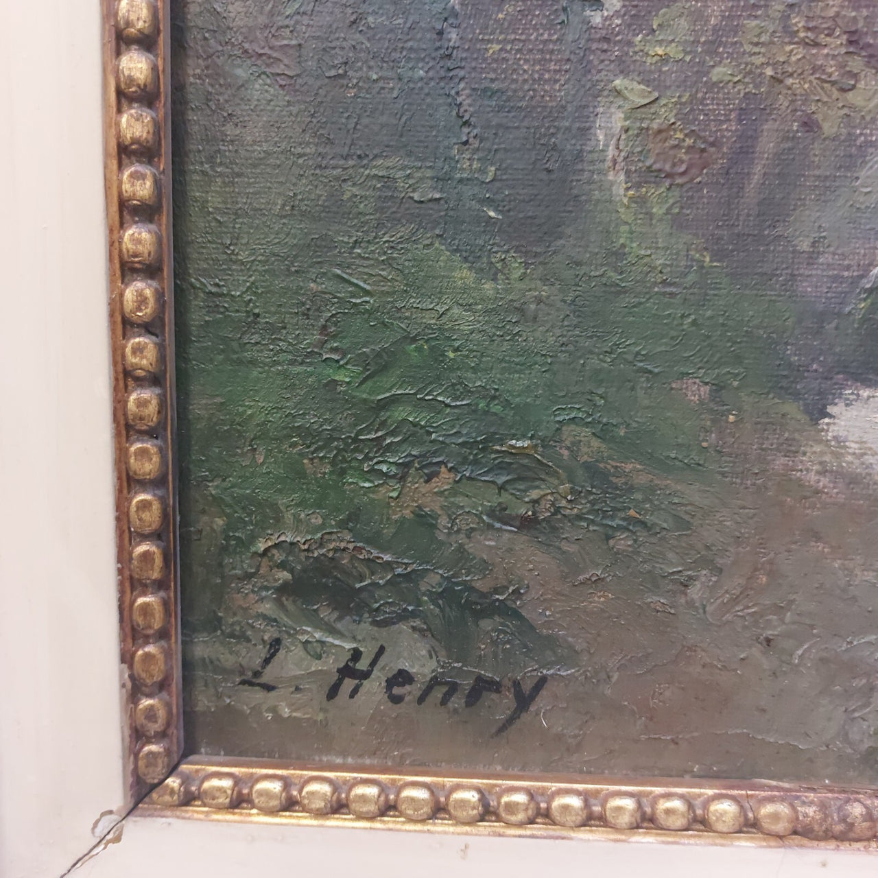 19th L. Century Henry Oil painting Castle Study 44×36cm See Gold Frame Antique.20