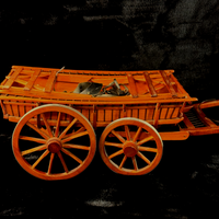 Thumbnail for Large Porcelain Draft Horse & Wooden Farm Wagon Carriage Model see the pics Set13